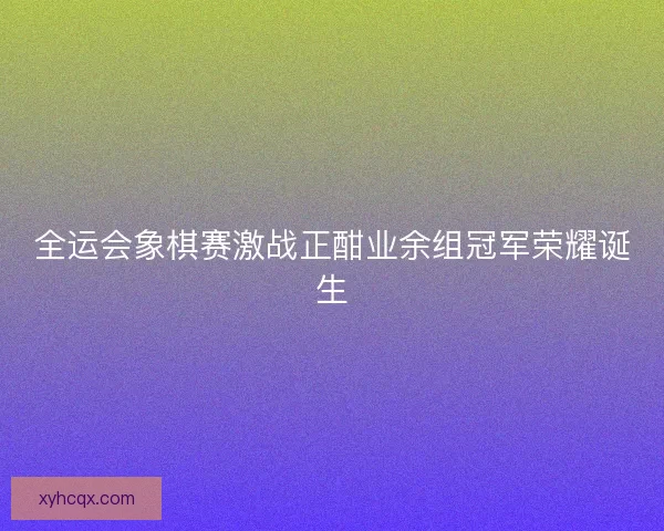 全运会象棋赛激战正酣业余组冠军荣耀诞生