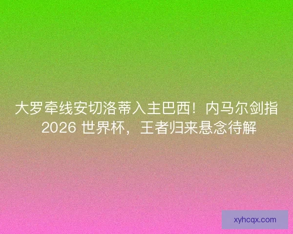 大罗牵线安切洛蒂入主巴西！内马尔剑指 2026 世界杯，王者归来悬念待解